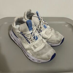 On Athletic Sneaker Cloudnova White Blue US Women Size 9 Shoe Training
